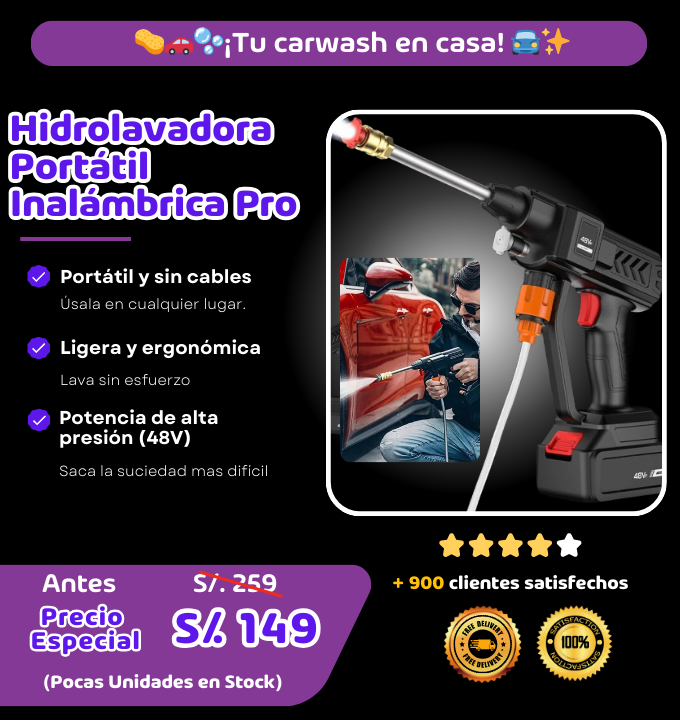 Hidrolavadora Portátil Inalambrica Pro