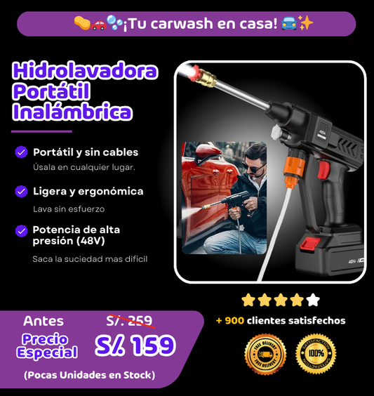 Hidrolavadora Portátil Inalambrica Pro
